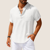 Monarch Summer Shirt – Casual Stand Collar in Linen & Cotton
