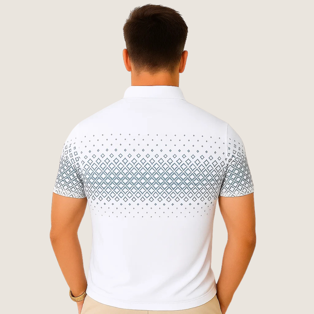 Monarch – Men’s Polo with Geometric Print and Zip – Elegant & Comfortable for Everyday Wear