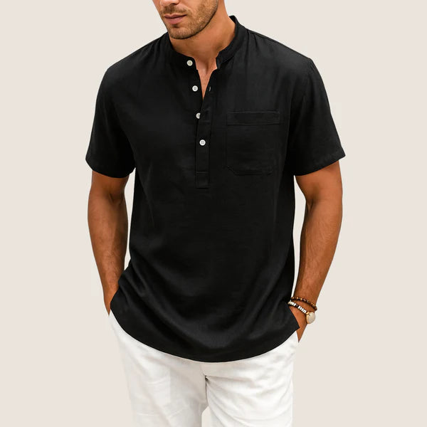 Monarch Linen & Cotton Shirt – Casual Henley Collar