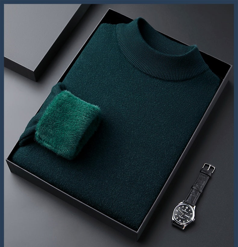 Monarch Wear - Men's Solid Color Thick Cashmere Sweater - High Quality