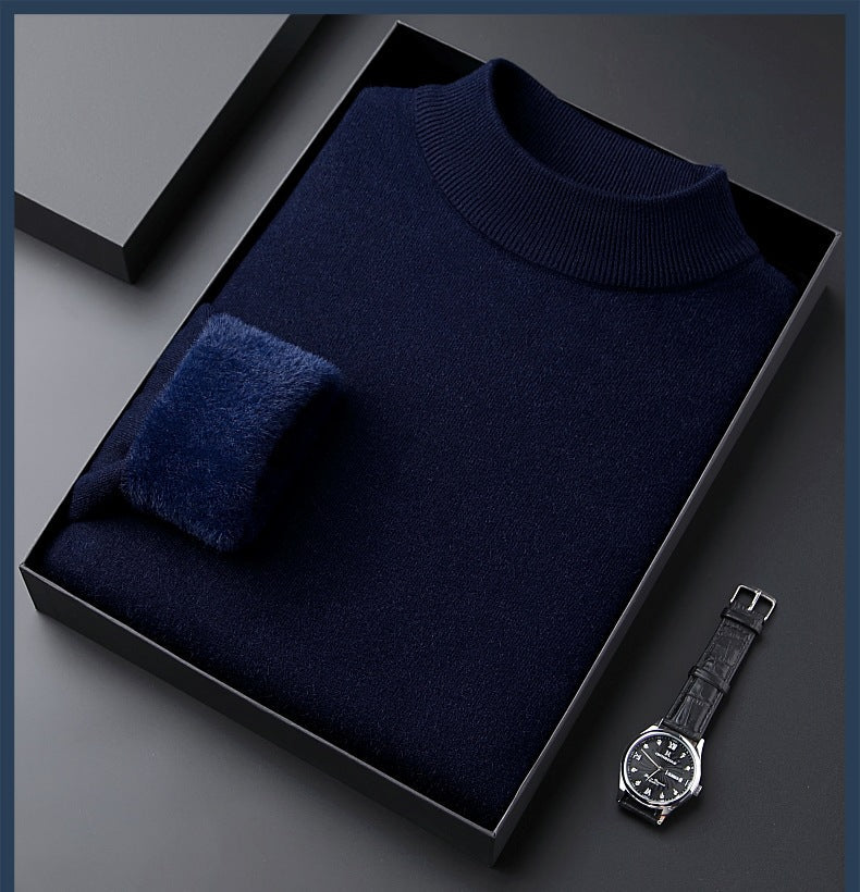 Monarch Wear - Men's Solid Color Thick Cashmere Sweater - High Quality