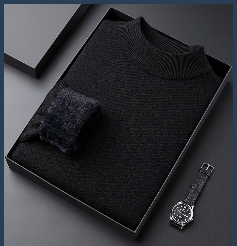 Monarch Wear - Men's Solid Color Thick Cashmere Sweater - High Quality