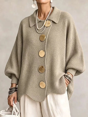 Victoire | Oversized cardigan with large gold buttons (LIMITED-TIME PROMOTION)
