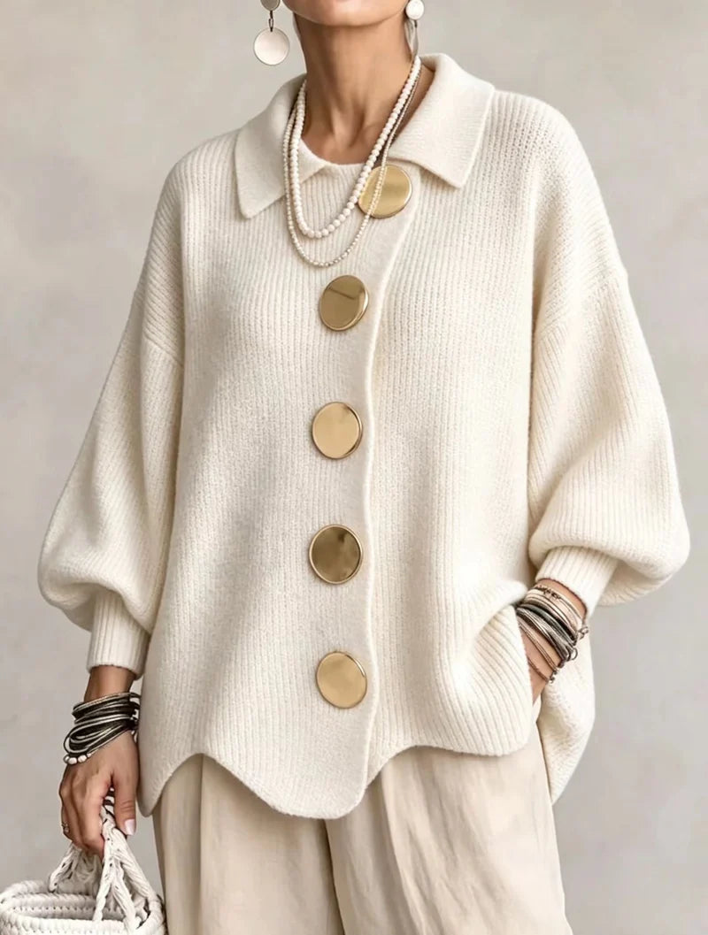 Victoire | Oversized cardigan with large gold buttons (LIMITED-TIME PROMOTION)