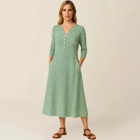 Ana Maria V-Neck Long Sleeve Dress