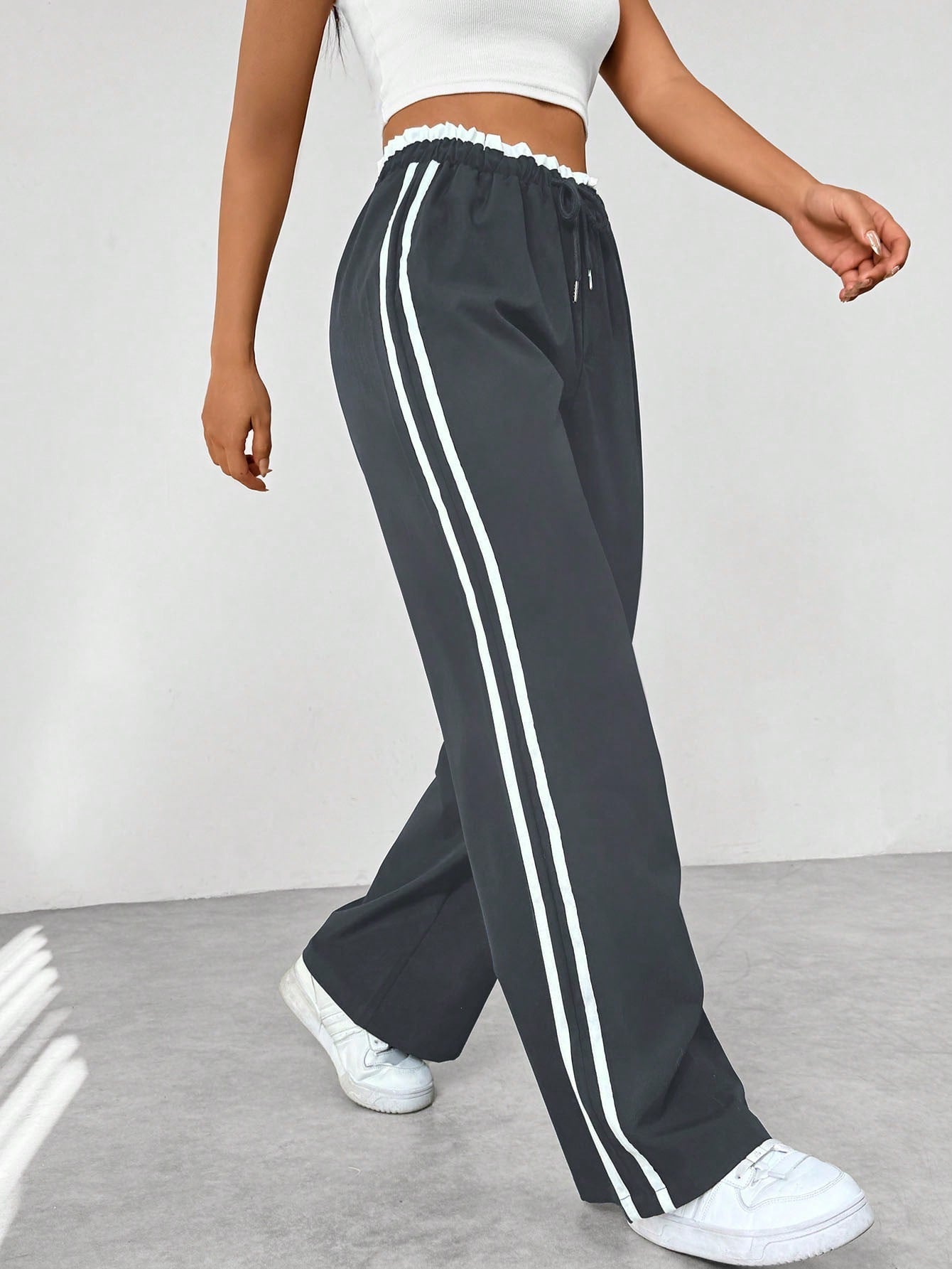 Women's Wide-Leg Joggers with Side Stripes