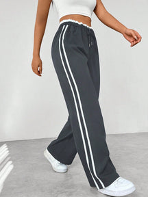 Women's Wide-Leg Joggers with Side Stripes
