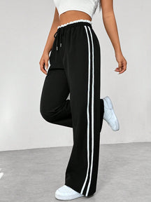 Women's Wide-Leg Joggers with Side Stripes