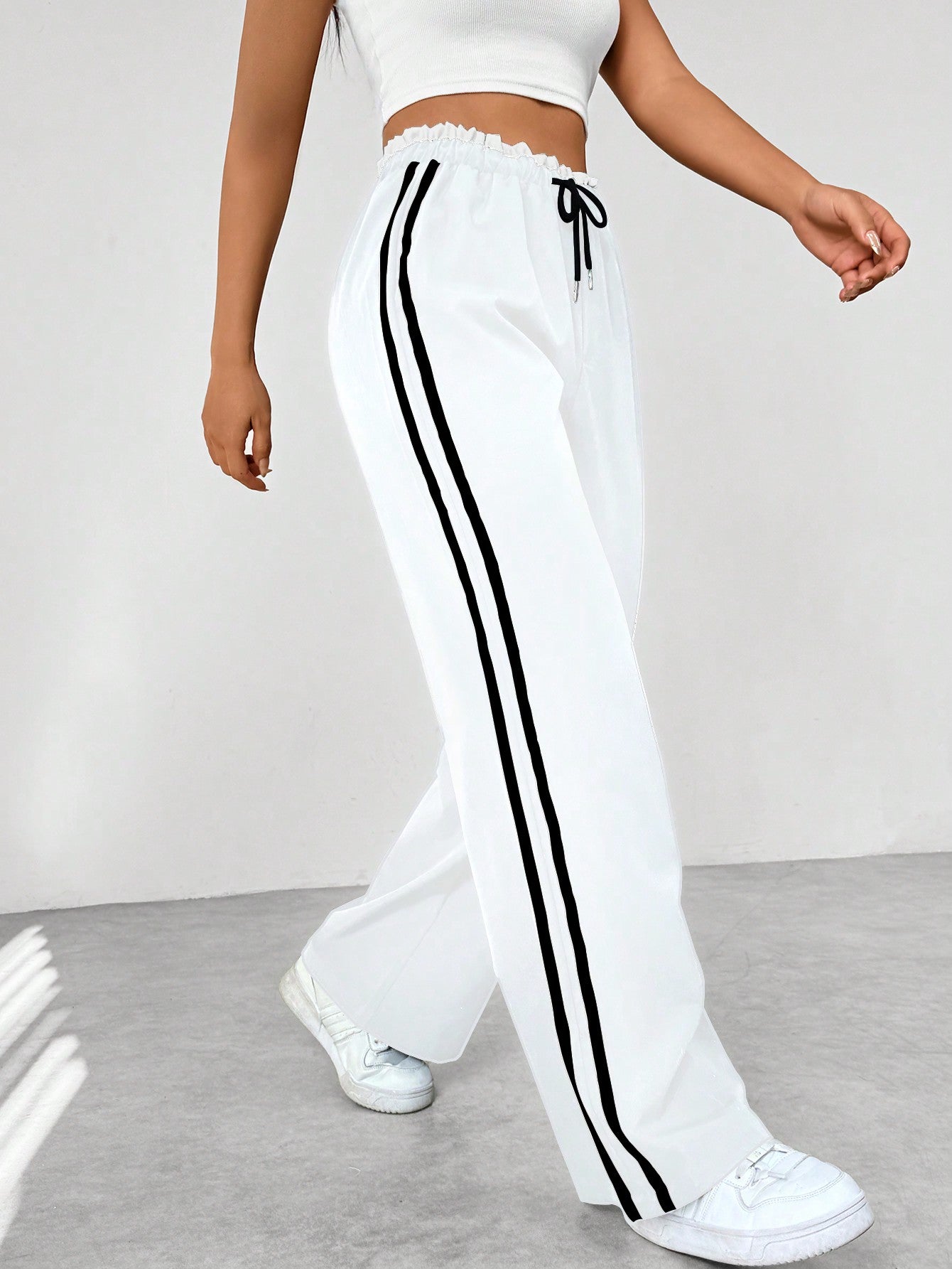 Women's Wide-Leg Joggers with Side Stripes