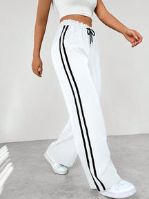 Women's Wide-Leg Joggers with Side Stripes