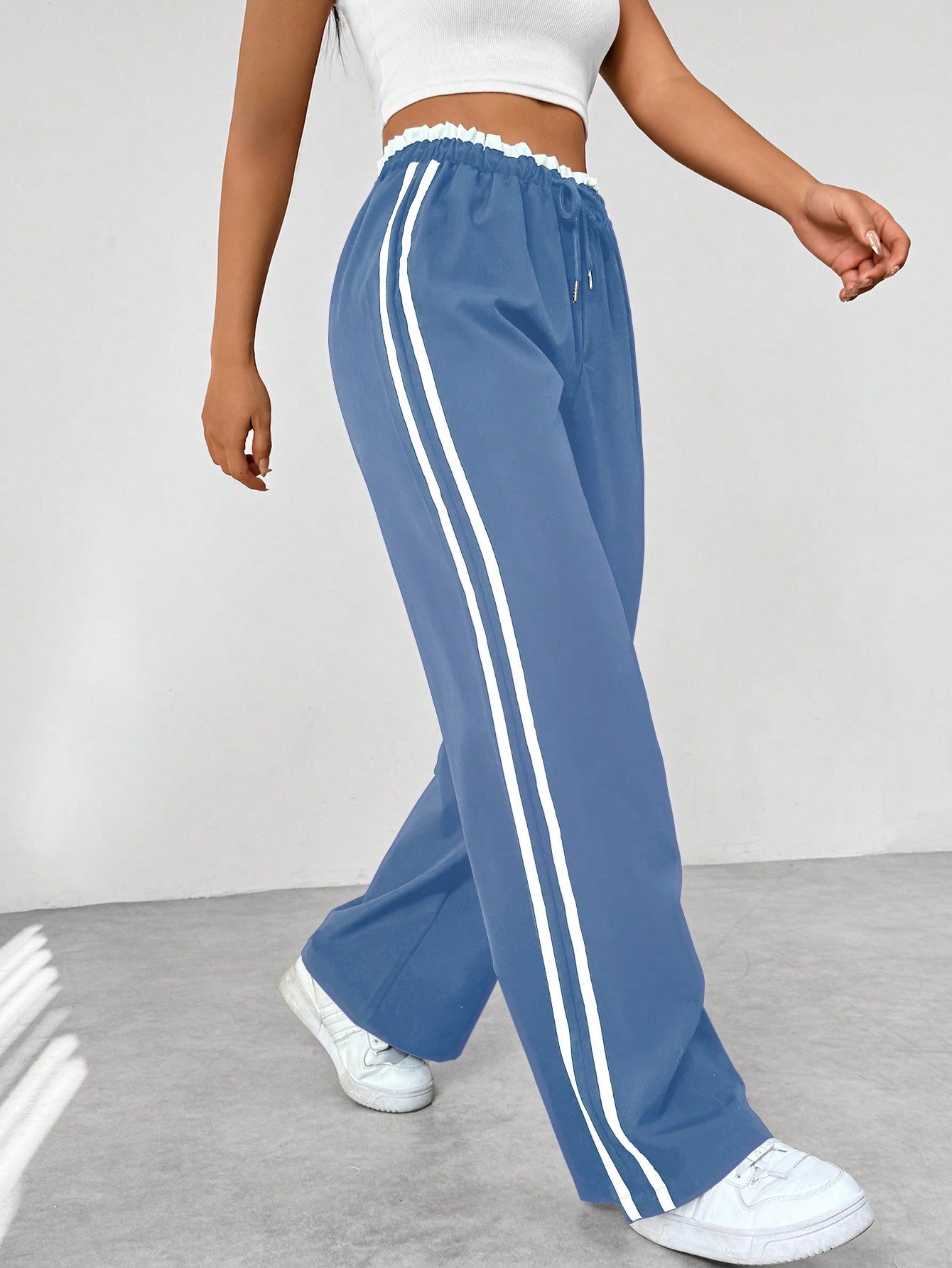 Women's Wide-Leg Joggers with Side Stripes