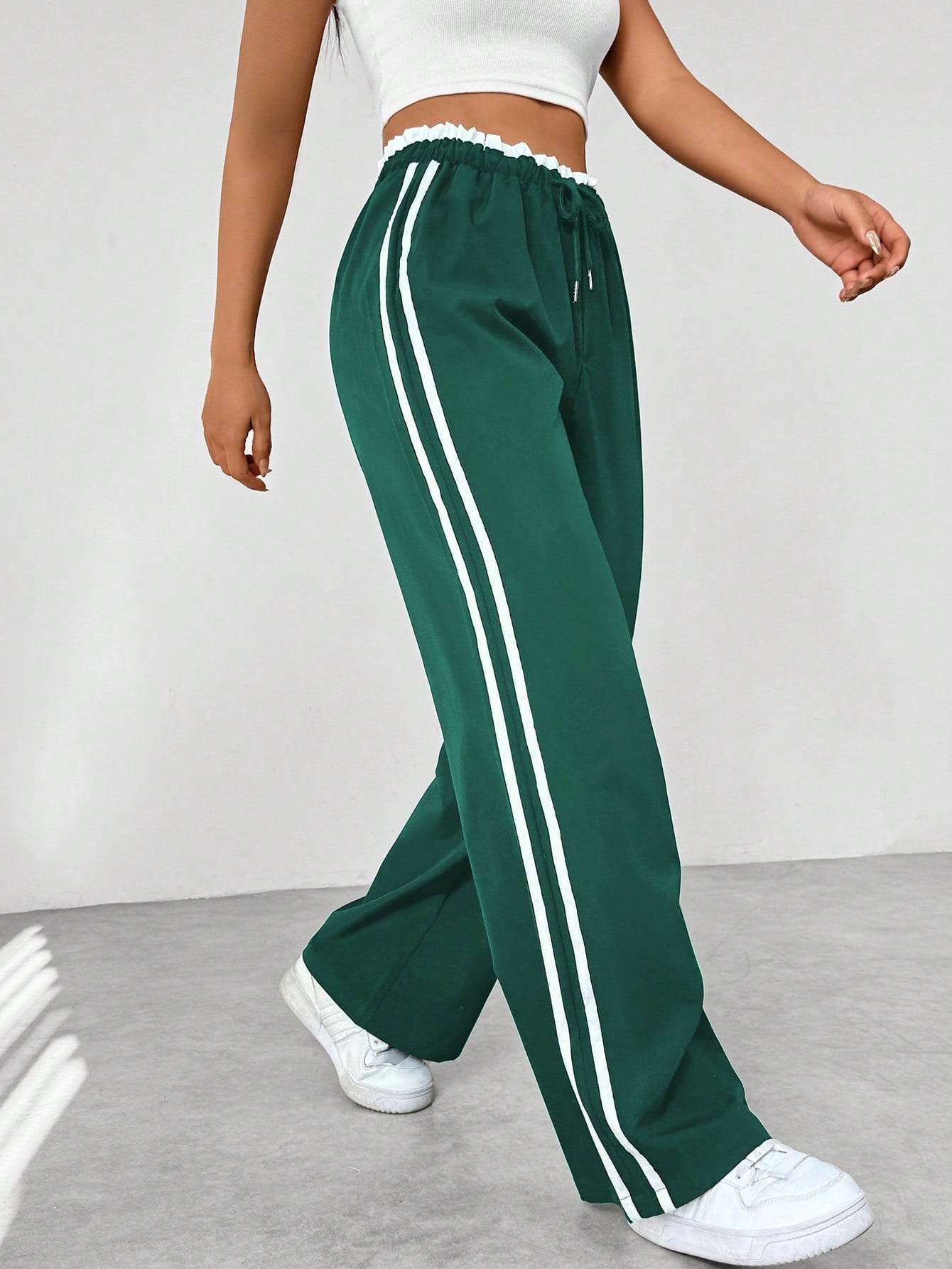 Women's Wide-Leg Joggers with Side Stripes