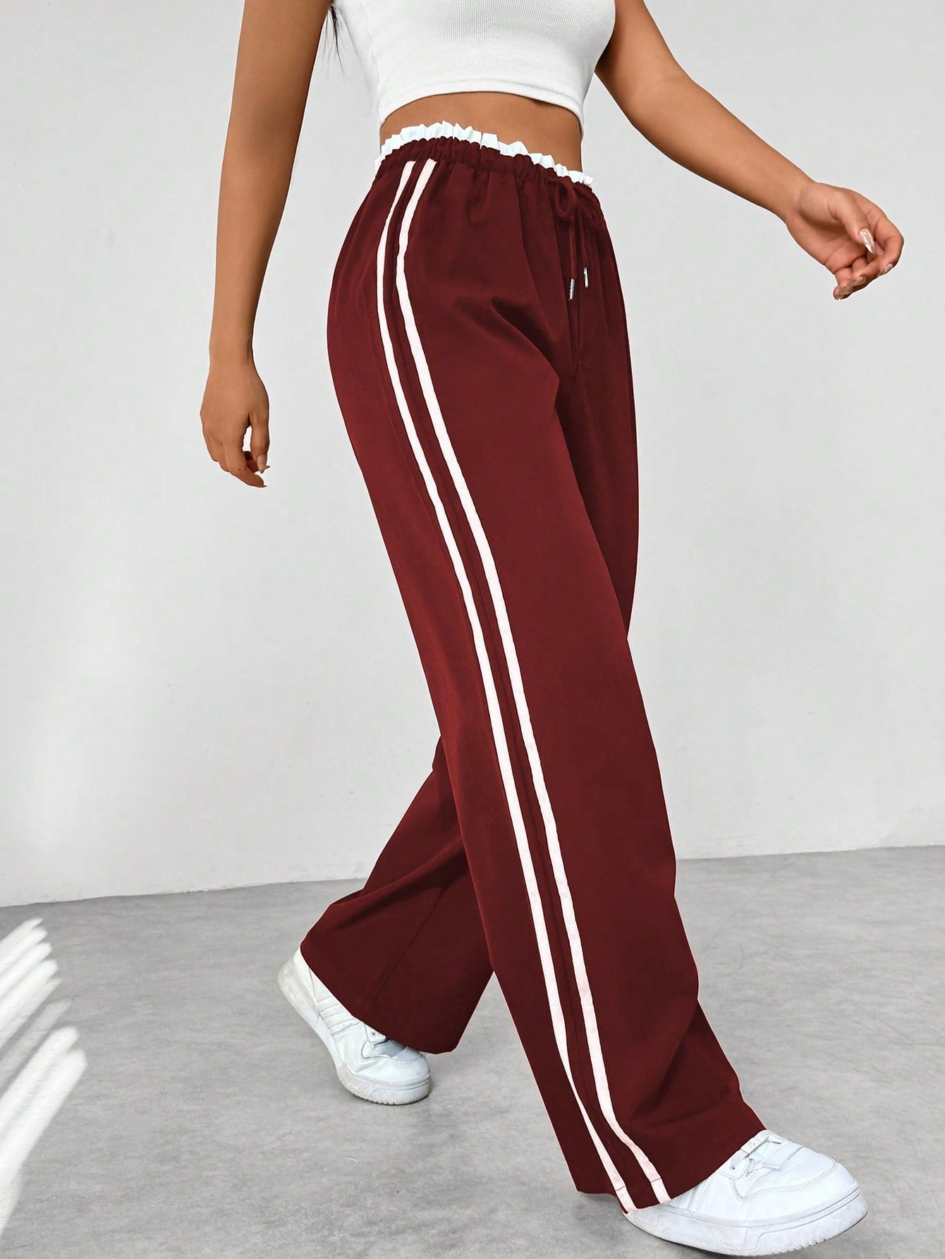 Women's Wide-Leg Joggers with Side Stripes