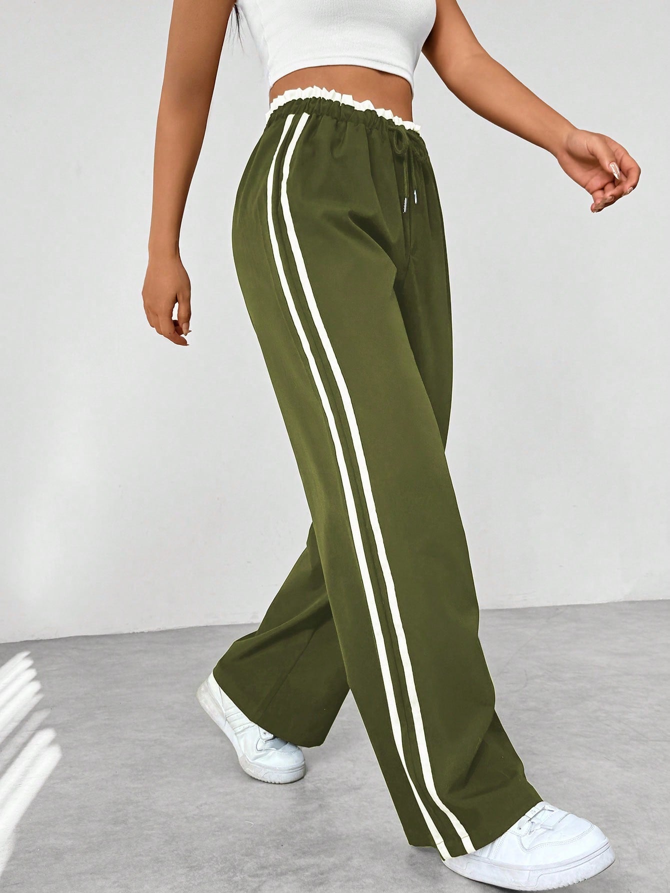 Women's Wide-Leg Joggers with Side Stripes