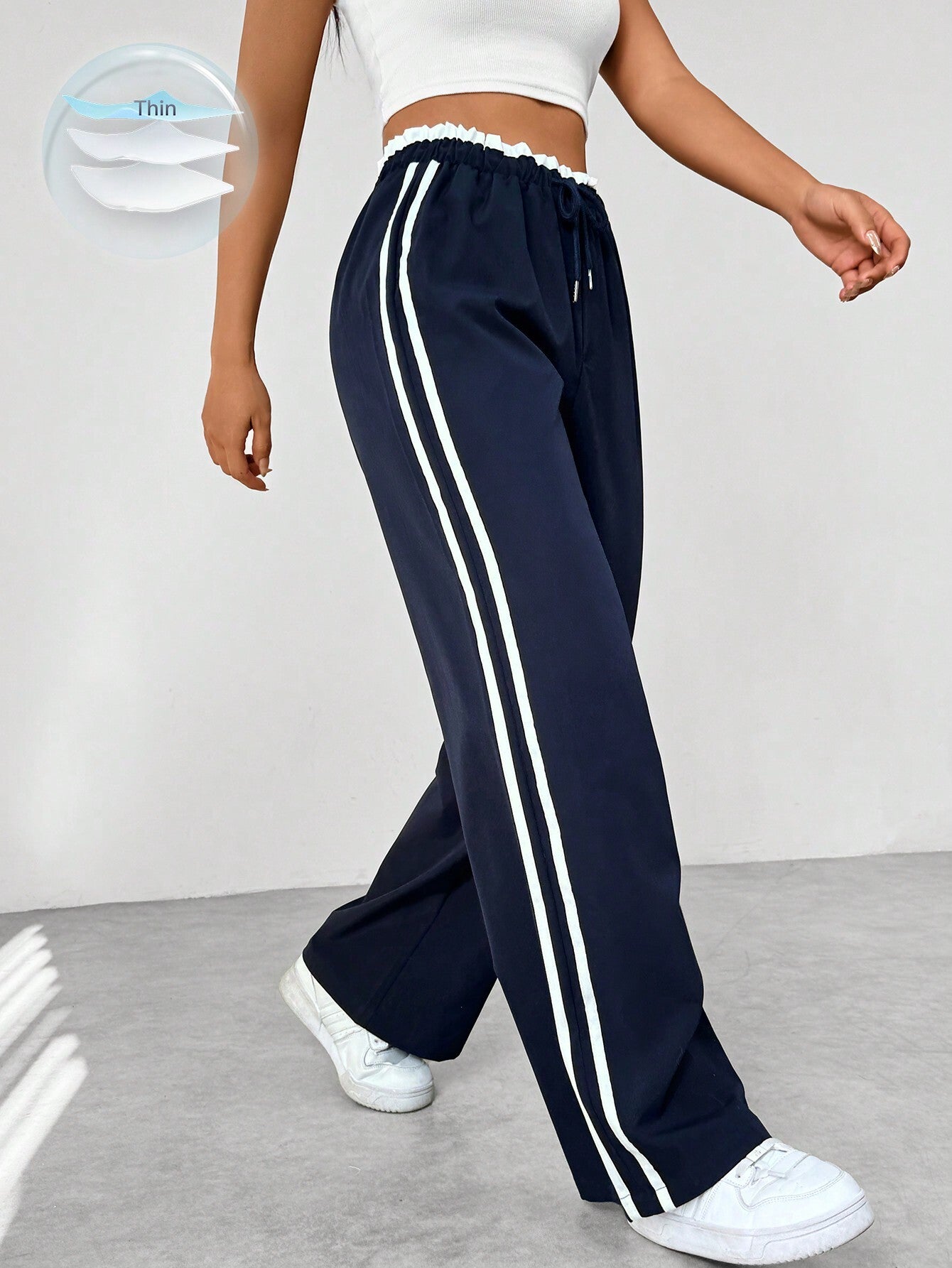Women's Wide-Leg Joggers with Side Stripes