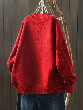 Women's Cable Knit Crew Neck Cardigan