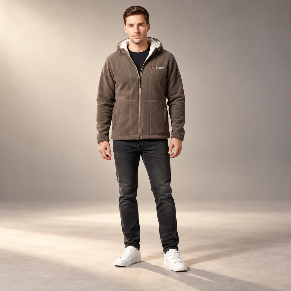 Nordwell™ Men’s Hooded Jacket – Embroidered Winter Hoodie Jacket