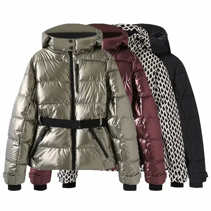 AuraBelt™ – Warm, Windproof & Elegant Belted Quilted Ski Jacket