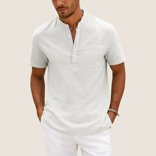 Monarch Linen & Cotton Shirt – Casual Henley Collar