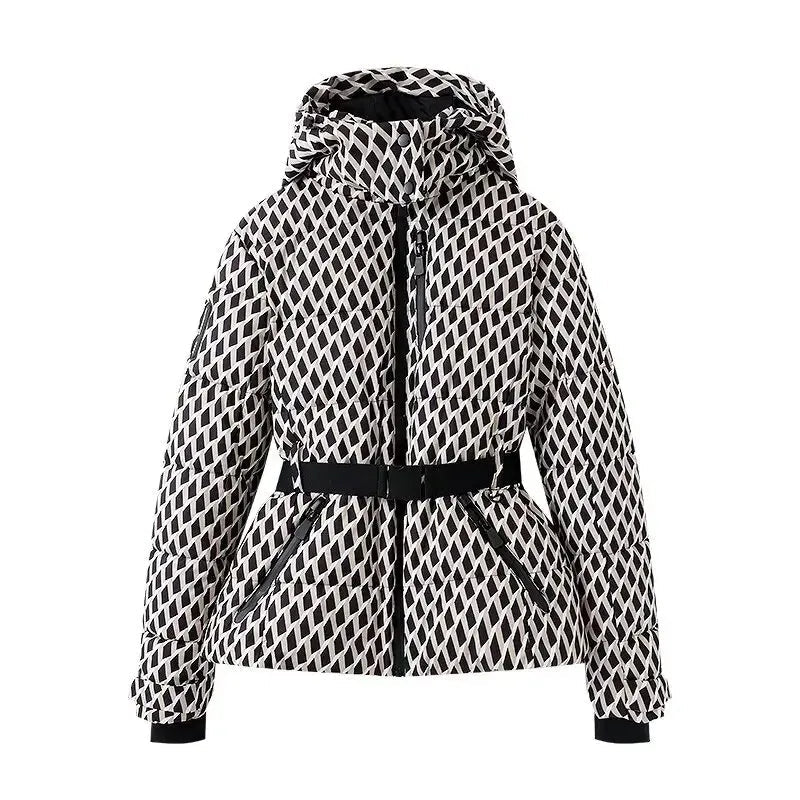 AuraBelt™ – Warm, Windproof & Elegant Belted Quilted Ski Jacket