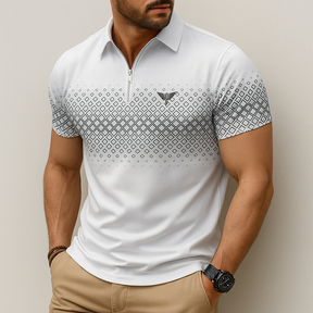 Monarch – Men’s Polo with Geometric Print and Zip – Elegant & Comfortable for Everyday Wear