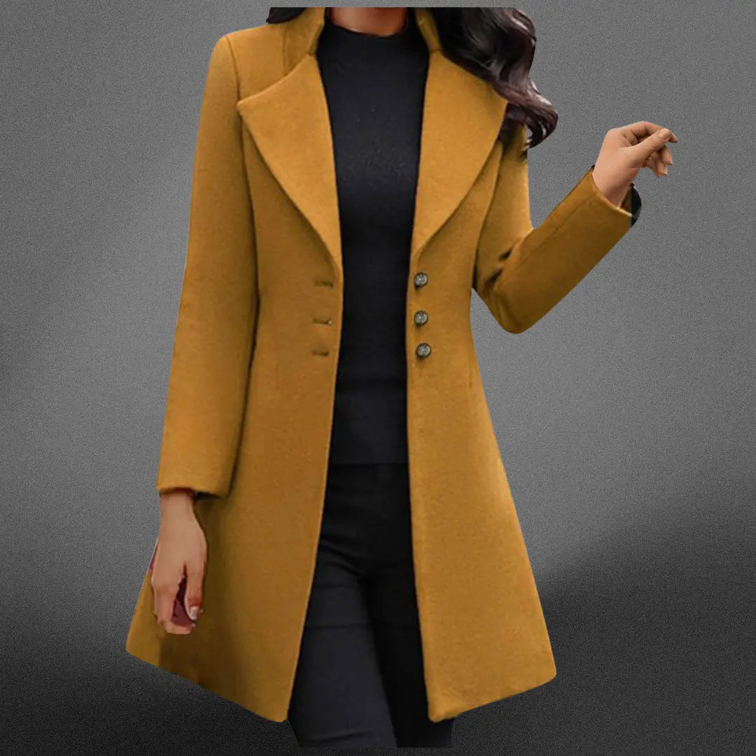 Women's Long Italian Wool Overcoat Water-Resistant