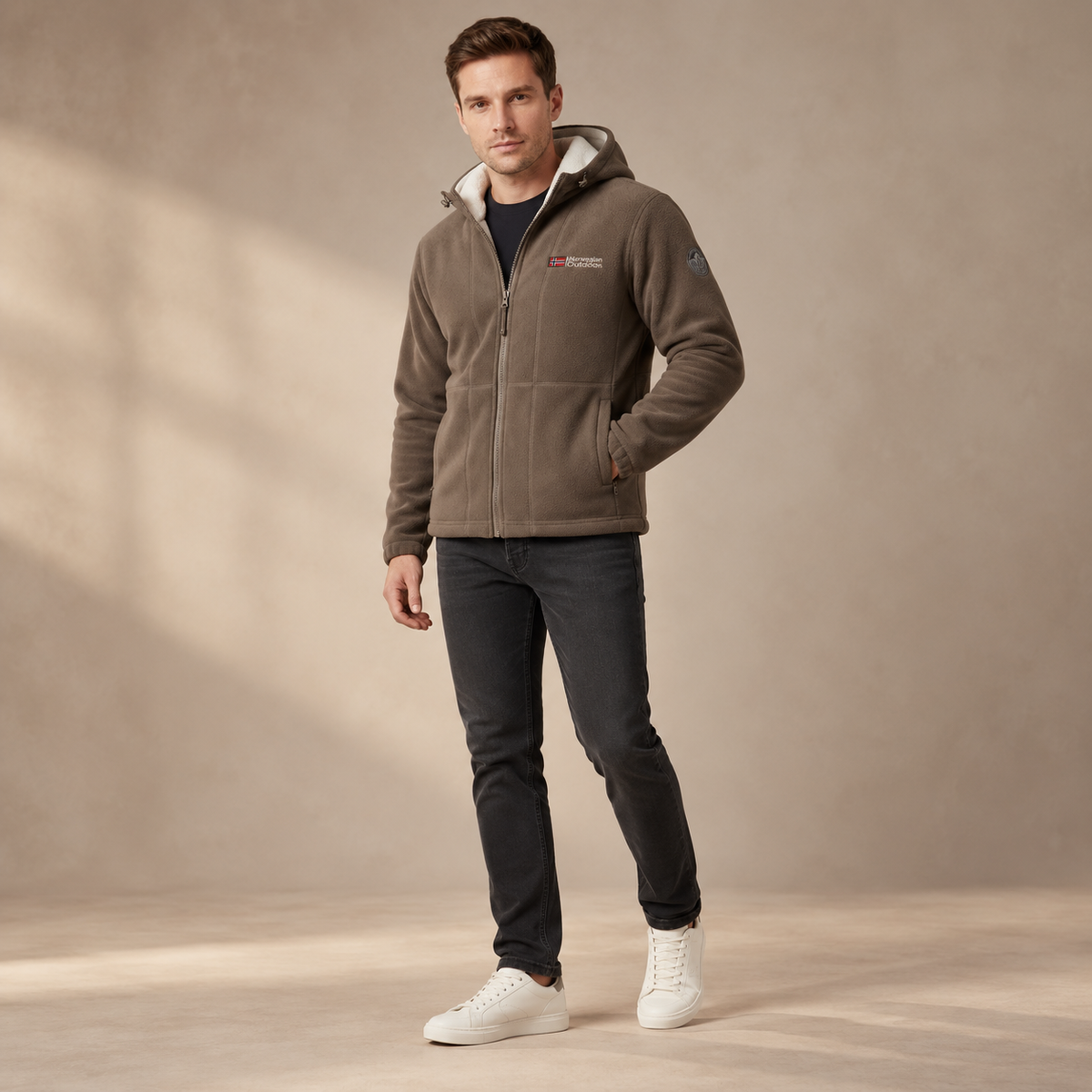 Nordwell™ Men’s Hooded Jacket – Embroidered Winter Hoodie Jacket