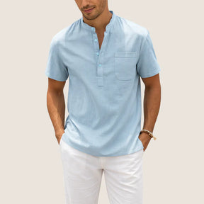Monarch Linen & Cotton Shirt – Casual Henley Collar