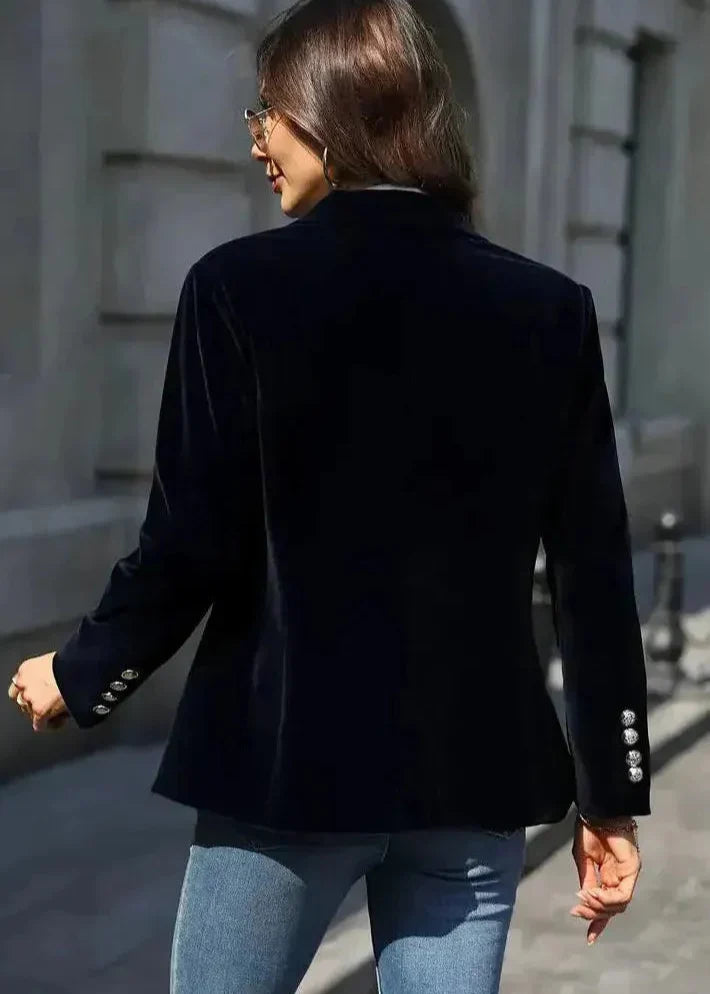 Women's Velvet Blazer with Gold Buttons Christmas Party