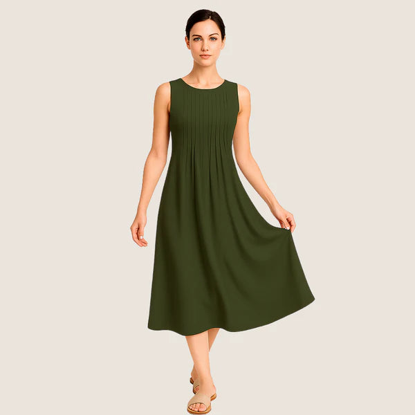 Monarch Marije-Louise Midi Dress – Casual Elegance with Pleats and Pockets