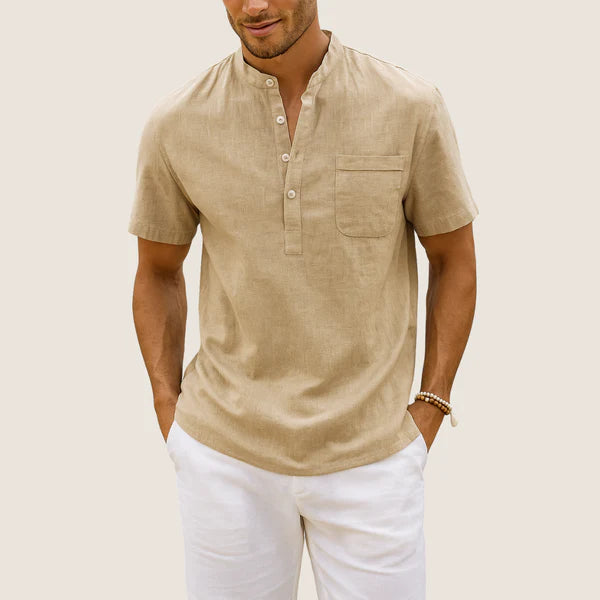 Monarch Linen & Cotton Shirt – Casual Henley Collar