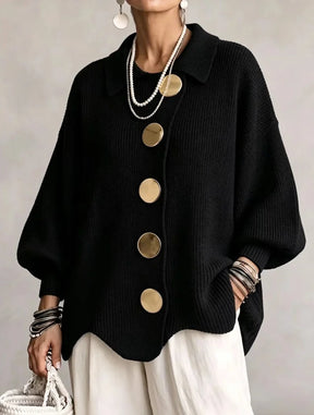 Victoire | Oversized cardigan with large gold buttons (LIMITED-TIME PROMOTION)