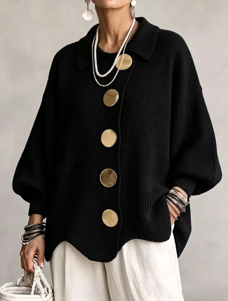 Victoire | Oversized cardigan with large gold buttons (LIMITED-TIME PROMOTION)