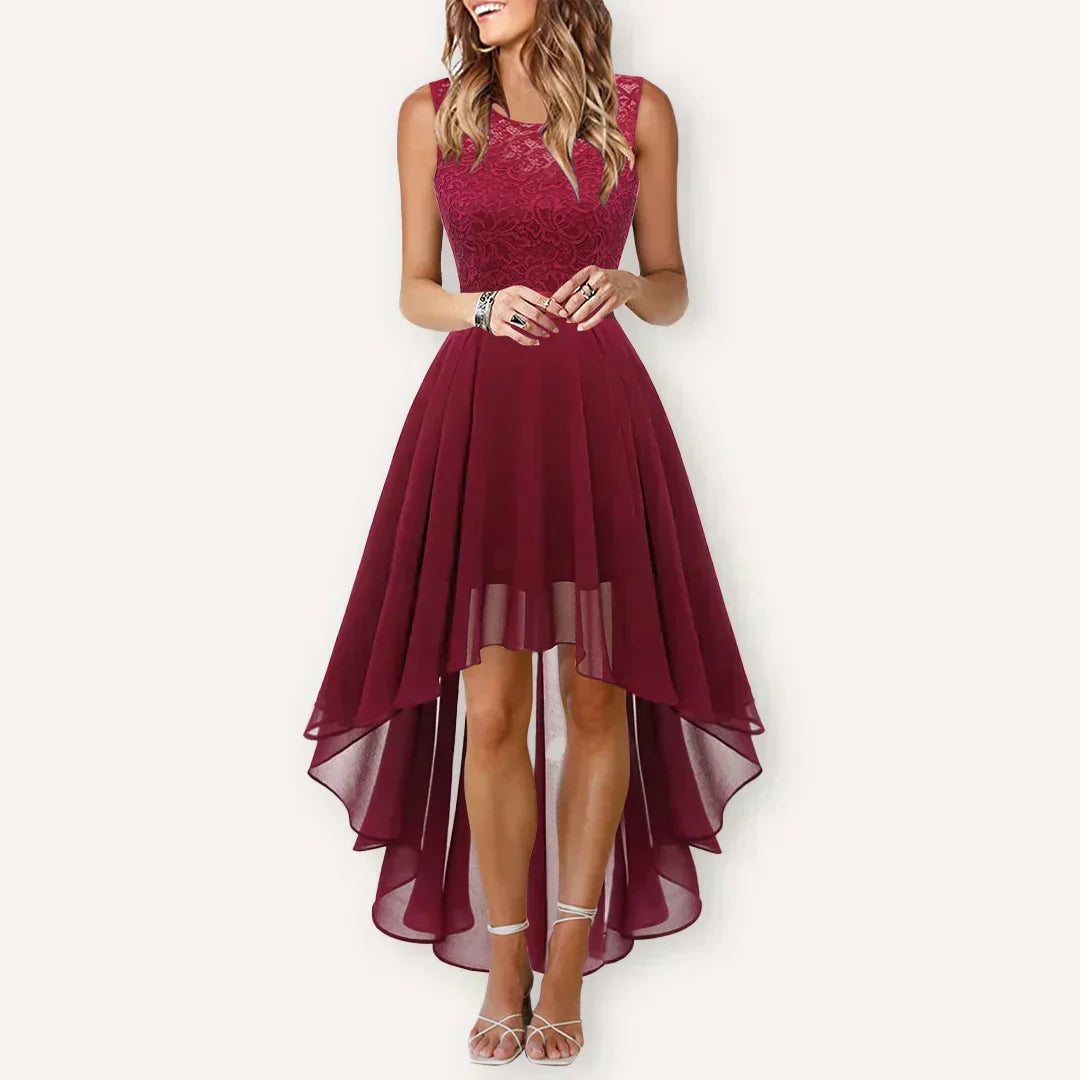 Women's Sleeveless Asymmetric High-Low Christmas Party Dress
