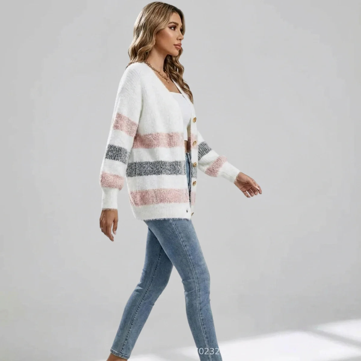 Monarch Wear™ | Soft Striped V-Neck Jumper Douce™