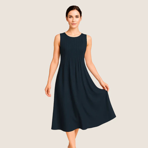 Monarch Marije-Louise Midi Dress – Casual Elegance with Pleats and Pockets