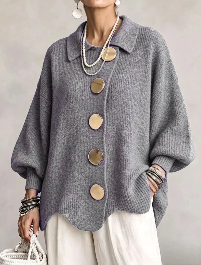 Victoire | Oversized cardigan with large gold buttons (LIMITED-TIME PROMOTION)