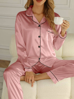 Women's Satin Pyjama Set Long Sleeve Christmas Gift