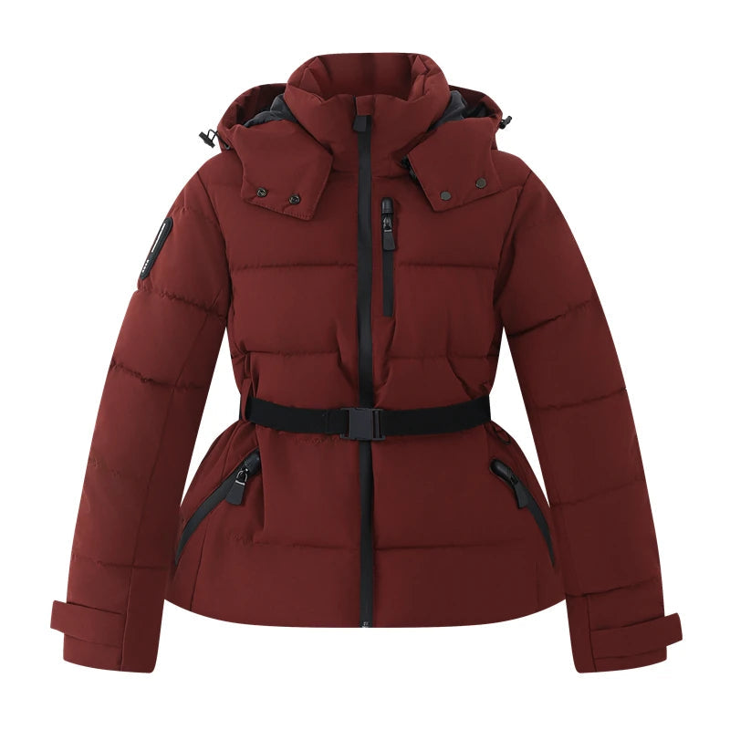 AuraBelt™ – Warm, Windproof & Elegant Belted Quilted Ski Jacket