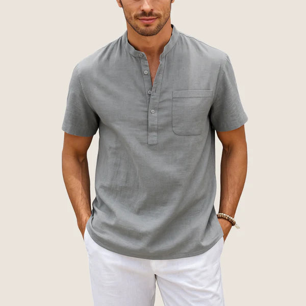 Monarch Linen & Cotton Shirt – Casual Henley Collar