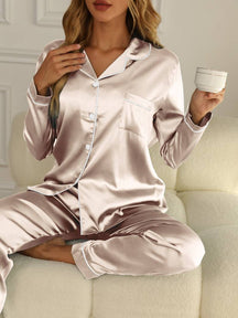 Women's Satin Pyjama Set Long Sleeve Christmas Gift