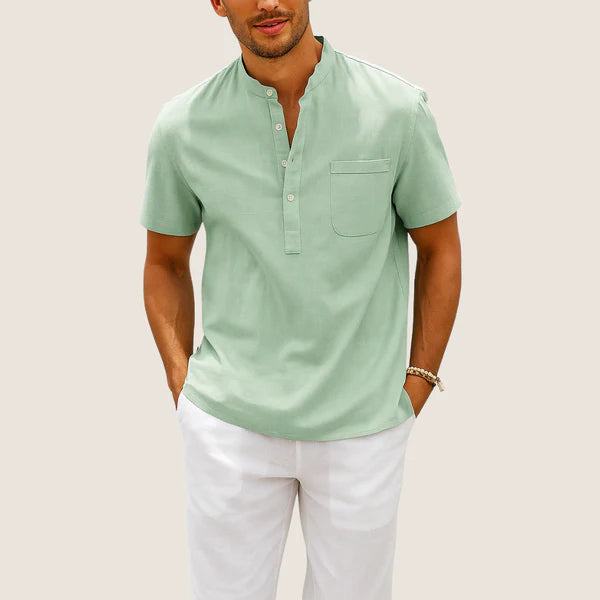 Monarch Linen & Cotton Shirt – Casual Henley Collar
