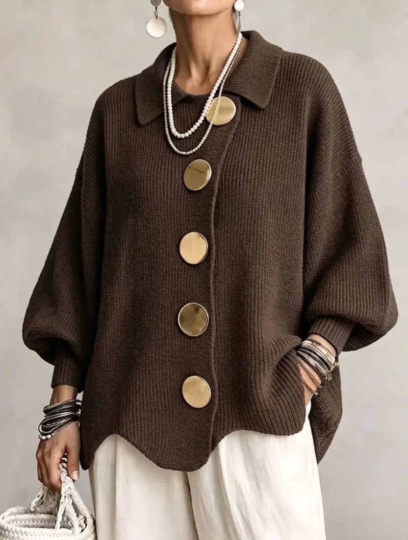 Victoire | Oversized cardigan with large gold buttons (LIMITED-TIME PROMOTION)