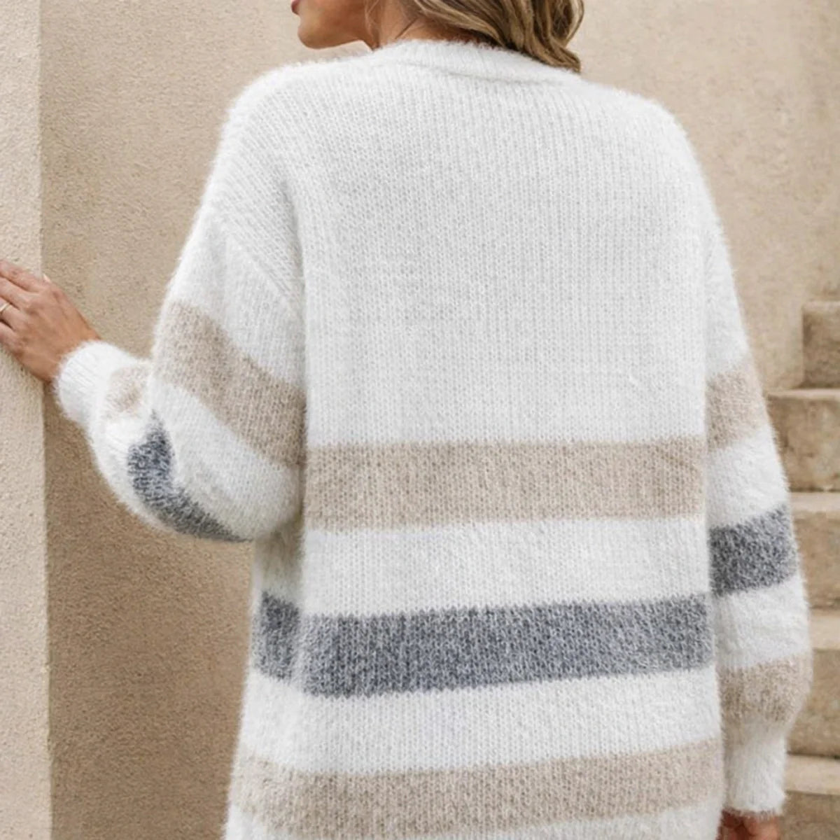 Monarch Wear™ | Soft Striped V-Neck Jumper Douce™