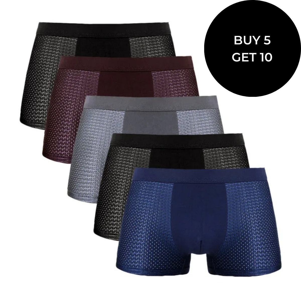 Monarch Wear - Set of 10 Bamboo Fibre Boxers [Pay for 5, Get 10]