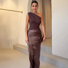 Women Wedding Guest Dress One-Shoulder Evening Dress
