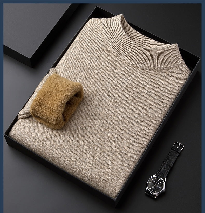 Monarch Wear - Men's Solid Color Thick Cashmere Sweater - High Quality