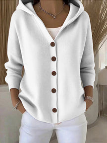 Women's Cable Knit Zip-Up Cardigan High Neck