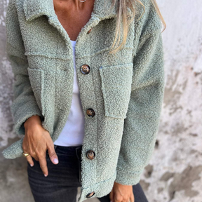 Women's Soft Faux Fur Button-Up Winter Jacket