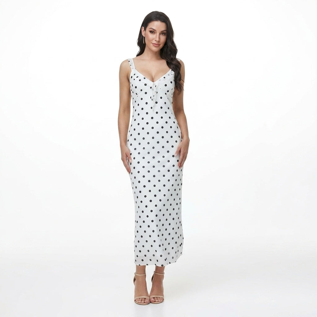 Women's Floral Ruffle-Strap Fitted Maxi Dress with Tie Front